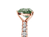 Rose gold Fancy Green Heart Cut Diamond Pavé Solitaire Ring with Round Band and Prong Setting_17