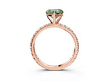 Rose gold Fancy Green Heart Cut Diamond Pavé Solitaire Ring with Round Band and Prong Setting_27