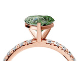 Rose gold Fancy Green Heart Cut Diamond Pavé Solitaire Ring with Round Band and Prong Setting_28