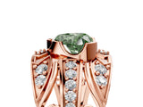 Rose gold Fancy Green Heart Cut Diamond Pave Art Deco Split Shank Ring with Four-Prong Setting_5