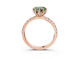 Rose gold Fancy Green Heart Cut Diamond Pave Band Solitaire Ring with Four-Prong Setting_20