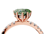 Rose gold Fancy Green Heart Cut Diamond Pave Band Solitaire Ring with Four-Prong Setting_21