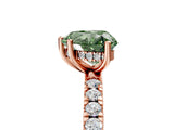 Rose gold Fancy Green Heart Cut Diamond Pave Band Solitaire Ring with Four-Prong Setting_22