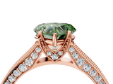 Rose gold Fancy Green Heart  Cut Diamond Pave Band with Four-Prong Setting_4