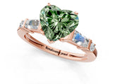 Rose gold Fancy Green Heart  Cut Diamond Ring with Baguette Side Stones, Channel Set Band, and Four-Prong Setting_25