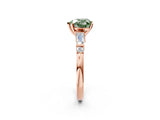 Rose gold Fancy Green Heart  Cut Diamond Ring with Baguette Side Stones, Channel Set Band, and Four-Prong Setting_26