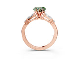 Rose gold Fancy Green Heart  Cut Diamond Ring with Baguette Side Stones, Channel Set Band, and Four-Prong Setting_27