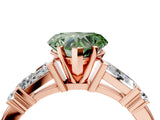 Rose gold Fancy Green Heart  Cut Diamond Ring with Baguette Side Stones, Channel Set Band, and Four-Prong Setting_28
