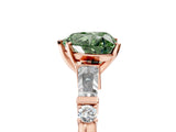 Rose gold Fancy Green Heart  Cut Diamond Ring with Baguette Side Stones, Channel Set Band, and Four-Prong Setting_29