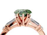 Rose gold Fancy Green Heart  Cut Diamond Ring with Baguette Side Stones, Channel Set Band, and Four-Prong Setting_4