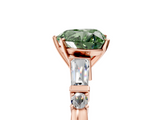 Rose gold Fancy Green Heart  Cut Diamond Ring with Baguette Side Stones, Channel Set Band, and Four-Prong Setting_5