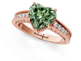 Rose gold Fancy Green Heart Cut Diamond Ring with Milgrain Pavé Band and Four-Prong Setting_22