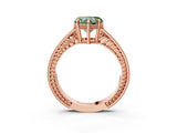 Rose gold Fancy Green Heart Cut Diamond Ring with Milgrain Pavé Band and Four-Prong Setting_24