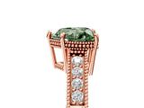 Rose gold Fancy Green Heart Cut Diamond Ring with Milgrain Pavé Band and Four-Prong Setting_26