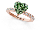 Rose gold Fancy Green Heart  Cut Diamond Ring with Pavé Band and Four-Prong Setting_1