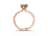 Rose gold Fancy Green Heart  Cut Diamond Ring with Pavé Band and Four-Prong Setting_3