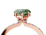 Rose gold Fancy Green Heart  Cut Diamond Ring with Pavé Band and Four-Prong Setting_4