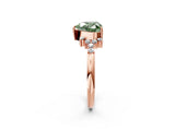 Rose gold Fancy Green Heart Cut Diamond Ring with Side Stones and Four-Prong Setting_60