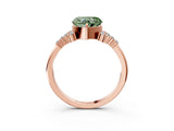 Rose gold Fancy Green Heart Cut Diamond Ring with Side Stones and Four-Prong Setting_61