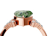 Rose gold Fancy Green Heart Cut Diamond Ring with Side Stones and Four-Prong Setting_62