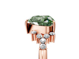Rose gold Fancy Green Heart Cut Diamond Ring with Side Stones and Four-Prong Setting_63