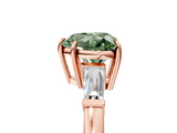 Rose gold Fancy Green Heart  Cut Diamond Ring with Tapered Baguette Side Stones in Four-Prong Setting_5