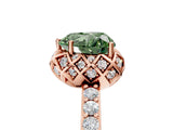 Rose gold Fancy Green Heart Cut Diamond Scalloped Halo Engagement Ring with Round Shared Prong Band_17