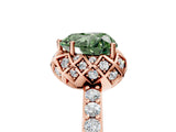 Rose gold Fancy Green Heart Cut Diamond Scalloped Halo Engagement Ring with Round Shared Prong Band_29