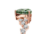 Rose gold Fancy Green Heart Cut Diamond Scattered Round Accent Ring with Prong Setting_17