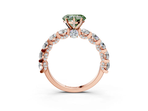 Rose gold Fancy Green Heart Cut Diamond Side Stone Engagement Ring with Four-Prong Setting_27