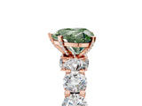 Rose gold Fancy Green Heart Cut Diamond Side Stone Engagement Ring with Four-Prong Setting_29