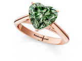 Rose gold Fancy Green Heart Cut Diamond Solitaire Engagement Ring with Cathedral Setting and Four-Prong Mount_18