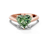 Rose gold Fancy Green Heart Cut Diamond Solitaire Engagement Ring with Cathedral Setting and Four-Prong Mount_90