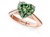 Rose gold Fancy Green Heart Cut Diamond Solitaire Engagement Ring with Cathedral Setting and Four-Prong Mount_91