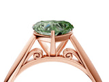 Rose gold Fancy Green Heart Cut Diamond Solitaire Engagement Ring with Cathedral Setting and Four-Prong Mount_94