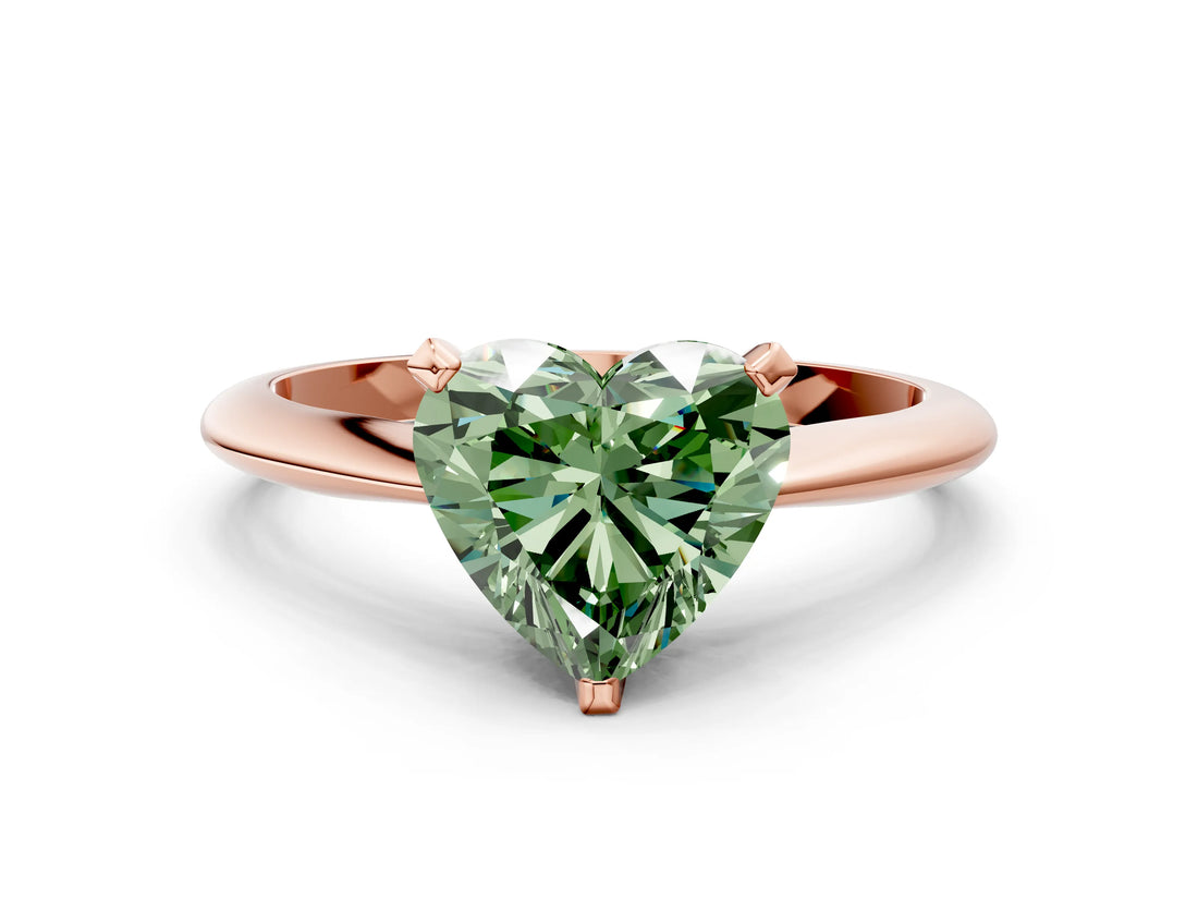 Rose gold Fancy Green Heart Cut Diamond Solitaire Engagement Ring with Classic Band and Four-Prong Setting_20