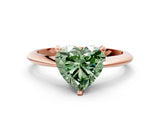 Rose gold Fancy Green Heart Cut Diamond Solitaire Engagement Ring with Classic Band and Four-Prong Setting_36