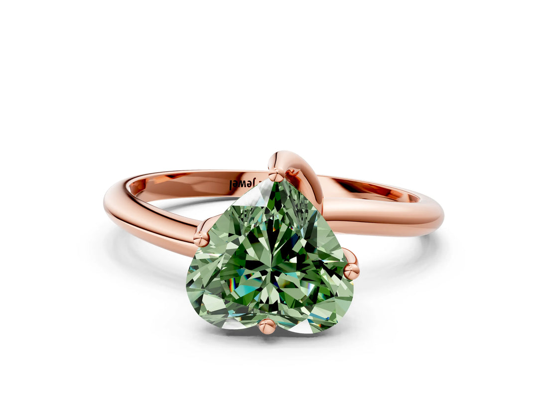 Rose gold Fancy Green Heart Cut Diamond Solitaire Engagement Ring with Four-Prong Setting and Classic Band_20