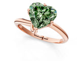 Rose gold Fancy Green Heart Cut Diamond Solitaire Engagement Ring with Four-Prong Setting and Classic Band_21