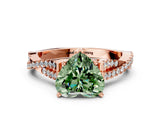 Rose gold Fancy Green Heart Cut Diamond Solitaire Engagement Ring with Twisted Pavé Band and Four-Prong Setting_33