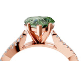 Rose gold Fancy Green Heart Cut Diamond Solitaire Engagement Ring with Twisted Pavé Band and Four-Prong Setting_37