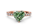 Rose gold Fancy Green Heart Cut Diamond Solitaire Pavé Engagement Ring with Round Band and Prong Setting_42