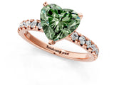 Rose gold Fancy Green Heart Cut Diamond Solitaire Pavé Engagement Ring with Round Band and Prong Setting_73