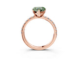 Rose gold Fancy Green Heart Cut Diamond Solitaire Pavé Engagement Ring with Round Band and Prong Setting_75