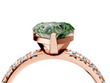 Rose gold Fancy Green Heart Cut Diamond Solitaire Pavé Engagement Ring with Round Band and Prong Setting_76