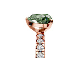 Rose gold Fancy Green Heart Cut Diamond Solitaire Pavé Engagement Ring with Round Band and Prong Setting_77