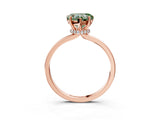 Rose gold Fancy Green Heart Cut Diamond Solitaire Ring with Classic Band and Four-Prong Setting_3