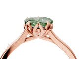 Rose gold Fancy Green Heart Cut Diamond Solitaire Ring with Flower Prong Setting and Classic Band_36