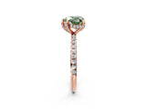 Rose gold Fancy Green Heart Cut Diamond Solitaire Ring with Four-Prong Setting and Pavé Band_5