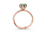 Rose gold Fancy Green Heart Cut Diamond Solitaire Ring with Four-Prong Setting and Pavé Band_6